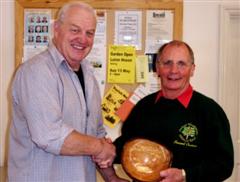 The monthly Highly commended Howard Overton received his certificate from Chris Eagles